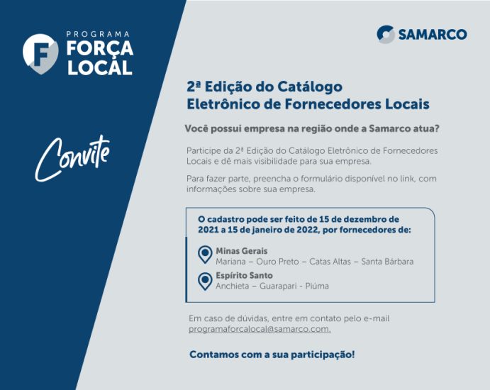 Leia mais sobre o artigo Inscrições para a segunda edição do Catálogo de Fornecedores Locais vão até o dia 15/1