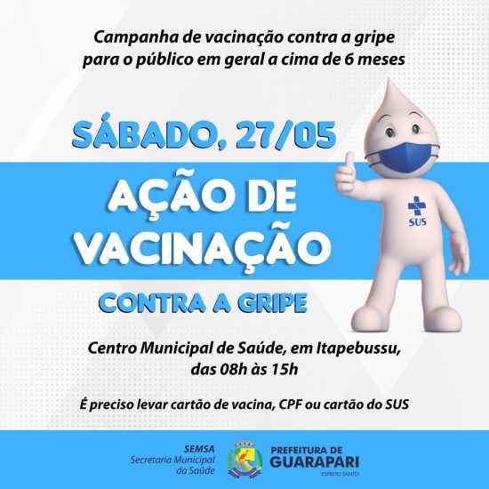 Leia mais sobre o artigo Prefeitura realizará Ação de Vacinação contra Influenza, neste sábado(27)