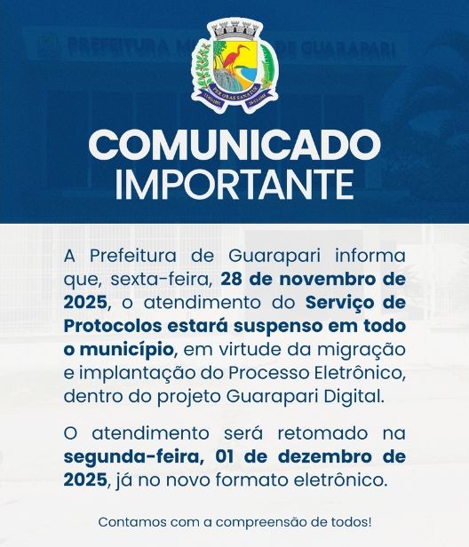 Leia mais sobre o artigo Guarapari suspendeu Sistema de Protocolos na ultima sexta-feira, 28