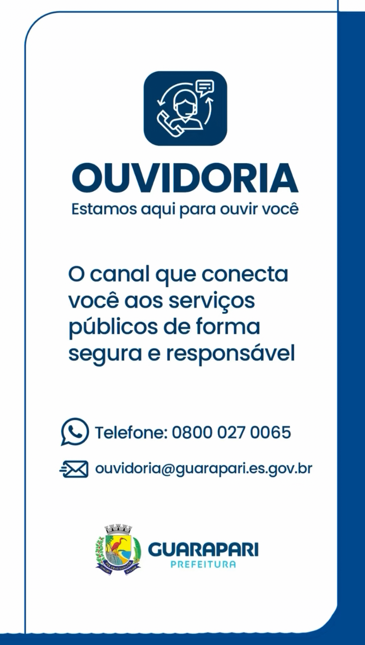 Leia mais sobre o artigo Prefeitura de Guarapari lança novo canal 0800 da Ouvidoria e amplia acesso da população aos serviços públicos