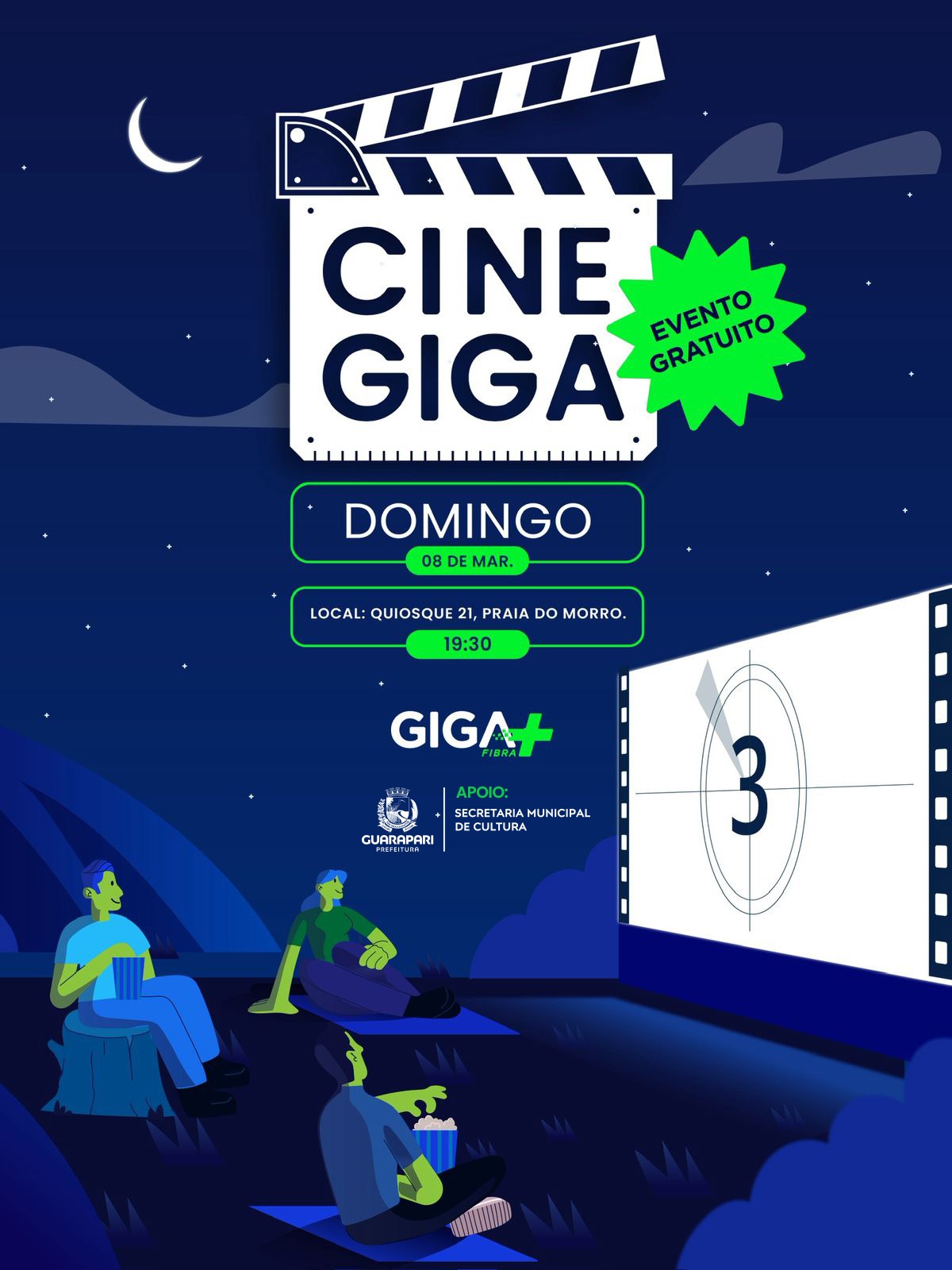 Cinema a céu aberto chega à Praia do Morro com sessão gratuita neste fim de semana