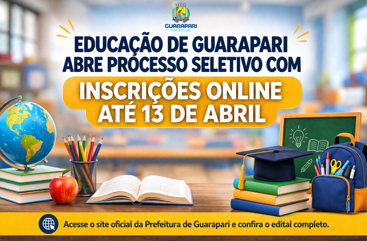 Educação de Guarapari abre Processo Seletivo com inscrições online até 13 de abril