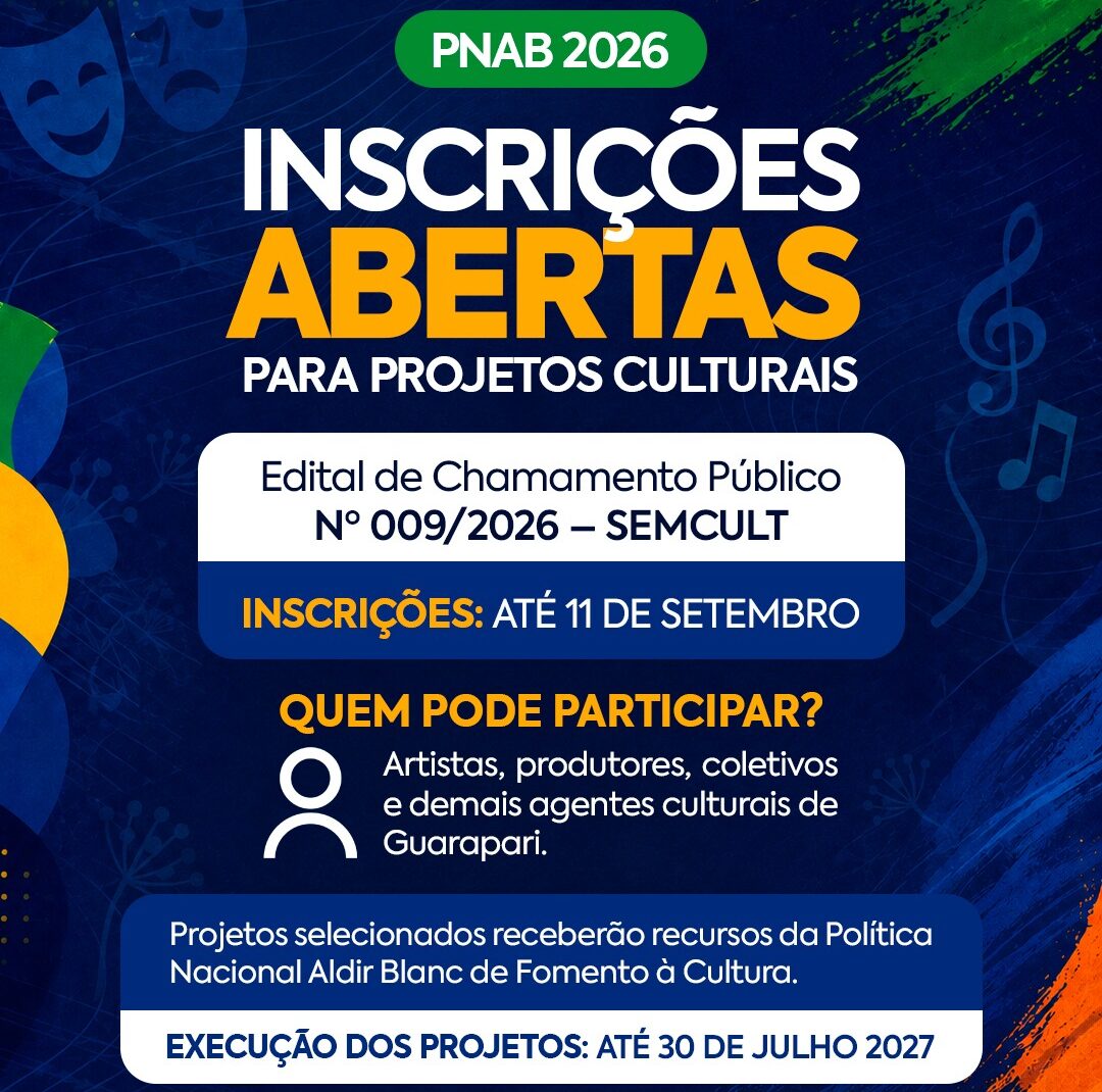Leia mais sobre o artigo Inscrições para projetos culturais da PNAB em Guarapari seguem até 11 de setembro