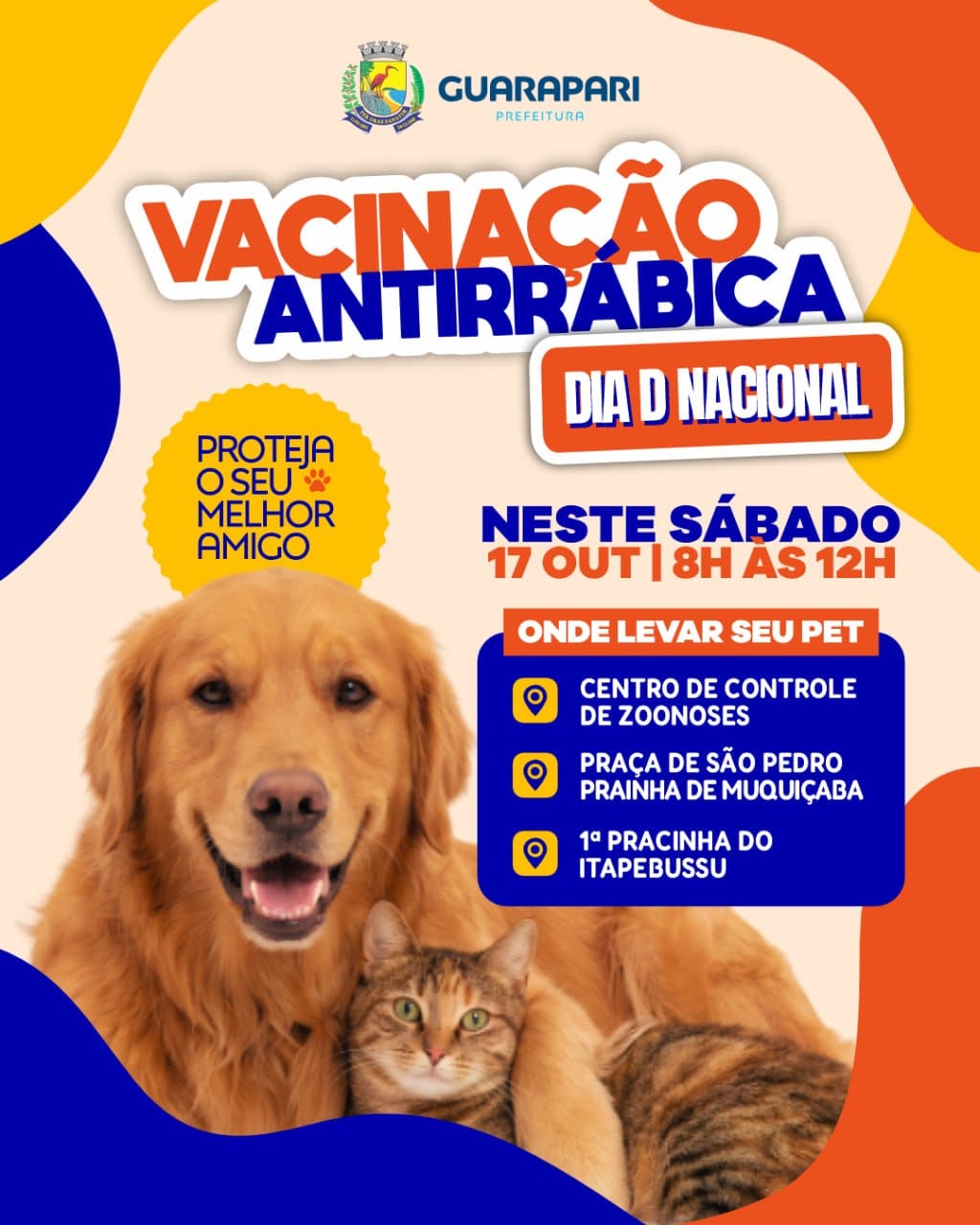 Guarapari realiza Dia D de vacinação antirrábica do ano neste sábado (17)